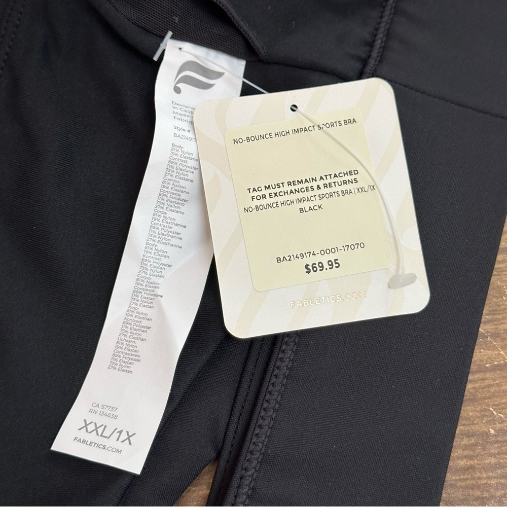 NEW Fabletics Black No Bounce High Impact Sports Bra, XXL - Picture 5 of 7